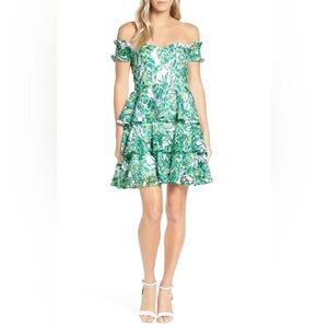 Lilly Pulitzer Cicely Off-The-Shoulder Dress in "Resort White Flamingle" print 2